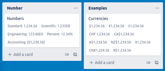 Number Formatting Example